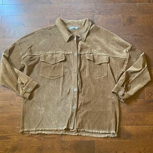 Uchuu MTL Made in Italy Oversized Corduroy Shirt Jacket Brown Shacket Size L